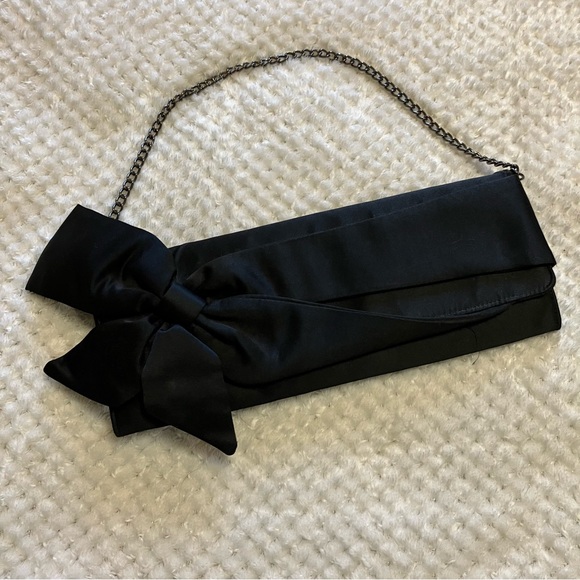 White House Black Market Black Satin Evening Clutch
